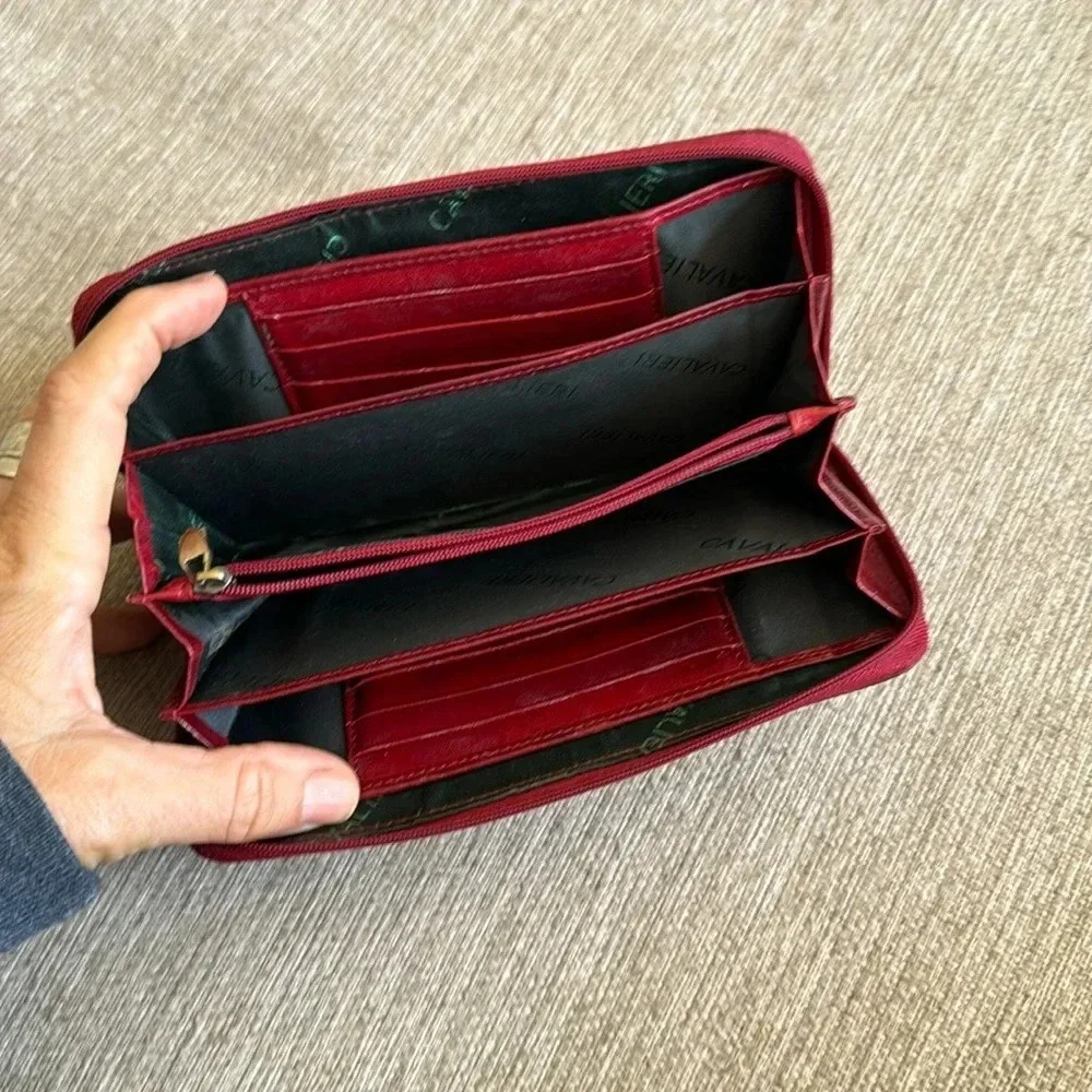 Cavalieri Italian red leather wallet from Italy